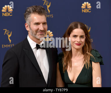 Screenwriter David Benioff (L) and actor Amanda Peet attend the 70th annual Primetime Emmy Award at the Microsoft Theater in downtown Los Angeles on September 17, 2018.   Photo by Christine Chew/UPI Stock Photo