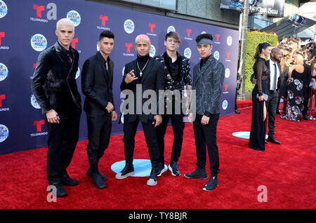 CNCO arrives for the fourth annual Latin American Music Awards at the Dolby Theatre in the Hollywood section of Los Angeles on October 25, 2018. The annual event honors outstanding achievements for artists in the Latin music industry.  Photo by Jim Ruymen/UPI Stock Photo