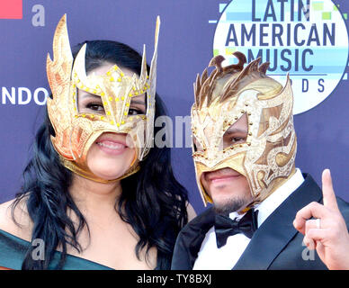 Kalisto arrives for the fourth annual Latin American Music Awards at the Dolby Theatre in the Hollywood section of Los Angeles on October 25, 2018. The annual event honors outstanding achievements for artists in the Latin music industry.  Photo by Jim Ruymen/UPI Stock Photo