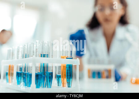 Selective focus of new experimental vaccine in the test tube Stock Photo