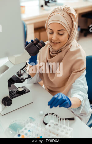 Top view of a cheerful nice muslim woman Stock Photo