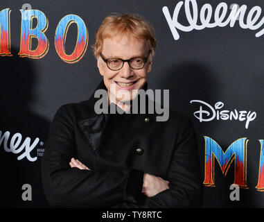 American composer and songwriter Danny Elfman attends the premiere of the motion picture fantasy 'Dumbo' at the Ray Dolby Ballroom, Loews Hollywood Hotel in the Hollywood section of Los Angeles on March 11, 2019. Storyline: A young elephant, whose oversized ears enable him to fly, helps save a struggling circus, but when the circus plans a new venture, Dumbo and his friends discover dark secrets beneath its shiny veneer.  Photo by Jim Ruymen/UPI Stock Photo