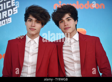 Alan and Alex Stokes attend Nickelodeon's Kids' Choice Awards 2019 at USC's Galen Center in Los Angeles, California on March 23, 2019. Photo by Chris Chew/UPI Stock Photo