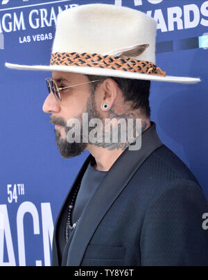 AJ McLean attends the 54th annual Academy of Country Music Awards held at the MGM Grand Garden Arena in Las Vegas, Nevada on April 7, 2019. The show will broadcast live on CBS.   Photo by Jim Ruymen/UPI Stock Photo