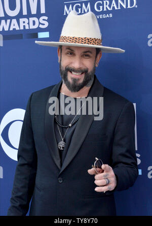 AJ McLean attends the 54th annual Academy of Country Music Awards held at the MGM Grand Garden Arena in Las Vegas, Nevada on April 7, 2019. The show will broadcast live on CBS.   Photo by Jim Ruymen/UPI Stock Photo