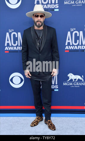 AJ McLean attends the 54th annual Academy of Country Music Awards held at the MGM Grand Garden Arena in Las Vegas, Nevada on April 7, 2019. The show will broadcast live on CBS.   Photo by Jim Ruymen/UPI Stock Photo