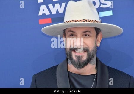 AJ McLean attends the 54th annual Academy of Country Music Awards held at the MGM Grand Garden Arena in Las Vegas, Nevada on April 7, 2019. The show will broadcast live on CBS.   Photo by Jim Ruymen/UPI Stock Photo