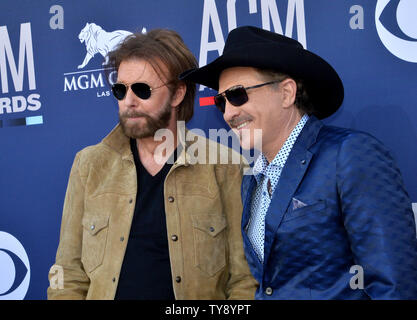 (L-R) Ronnie Dunn and Kix Brooks attend the 54th annual Academy of Country Music Awards held at the MGM Grand Garden Arena in Las Vegas, Nevada on April 7, 2019. The show will broadcast live on CBS.   Photo by Jim Ruymen/UPI Stock Photo