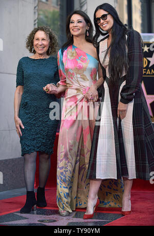 (L-R) Rhea Perlman, Lucy Liu and Demi Moore attend the star unveiling ceremony honoring Liu with the 2,662nd star on the Hollywood Walk of Fame in Los Angeles, California on May 1, 2019. Photo by Chris Chew/UPI Stock Photo