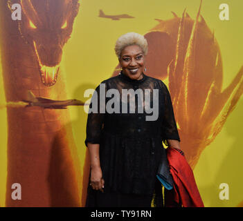 Cast member CCH Pounder attends the premiere of the sci-fi motion picture 'Godzilla: King of the Monsters' with her husband Renn Hawkey and their daughter Gytta Lubov Hawkey and son Fynn Hawkey at the TCL Chinese Theatre in the Hollywood section of Los Angeles on May 18, 2019. The film tells the story of the crypto-zoological agency Monarch faceing off against a battery of god-sized monsters, including the mighty Godzilla, who collides with Mothra, Rodan, and his ultimate nemesis, the three-headed King Ghidorah.  Photo by Jim Ruymen/UPI Stock Photo