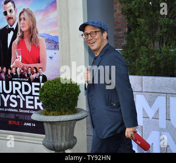 Actor Rob Schneider attends the premiere of the motion picture romantic comedy 'Murder Mystery' at the regency Village Theatre in the Westwood section of Los Angeles on June 10, 2019. Storyline: A New York cop and his wife go on a European vacation to reinvigorate the spark in their marriage, but end up getting framed and on the run for the death of an elderly billionaire.  Photo by Jim Ruymen/UPI Stock Photo