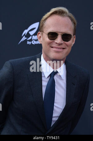 Cast member Paul Bettany and attends the premiere of the sci-fi motion picture fantasy 'Avengers: Infinity Wars' at the El Capitan Theatre in the Hollywood section of Los Angeles on April 23, 2018. Storyline: The Avengers and their allies must be willing to sacrifice all in an attempt to defeat the powerful Thanos before his blitz of devastation and ruin puts an end to the universe.  Photo by Jim Ruymen/UPI. Stock Photo