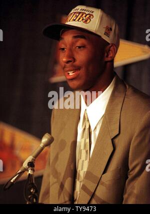 Kobe Bryant anwsers questions at a press conference July 12 annoucing his  signing with the Los Angeles Lakers. Bryant, a high school student, was  selected 13th in the first round of the
