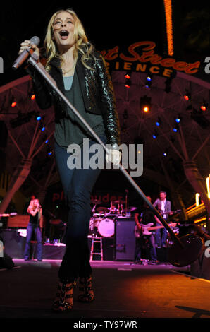 LeAnn Rimes performs at the ACM Weekend on Fremont Street Experience the evening before the Academy of Country Music Awards, in Las Vegas on April 4, 2009. (UPI Photo/Kevin Dietsch) Stock Photo