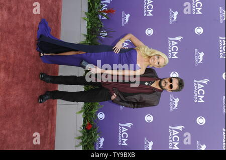 (L-R) Music publisher Katherine Blasingame and singer Eric Church arrive at the 48th annual Academy of Country Music Awards at the MGM Hotel in Las Vegas, Nevada on April 7, 2013. UPI/David Becker Stock Photo