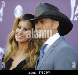 (L-R) Singers Faith Hill and Tim McGraw arrive at the 48th annual Academy of Country Music Awards at the MGM Hotel in Las Vegas, Nevada on April 7, 2013. UPI/David Becker Stock Photo