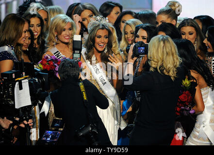 Miss Connecticut USA Erin Brady (C) reacts after being crowned Miss USA during the 2013 Miss USA competition at the PH Live at Planet Hollywood Resort & Casino in Las Vegas, Nevada on June 16, 2013.  UPI/David Becker Stock Photo