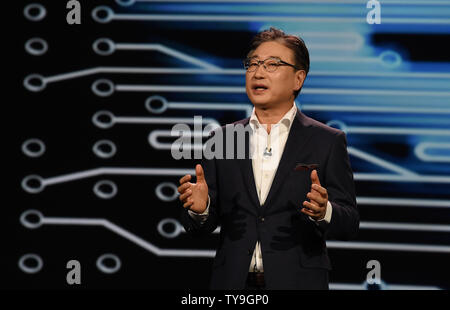 Boo-Keun Yoon, Samsung Electronics President and CEO, Consumer Electronics, delivers his keynote address discussing the Internet of Things (IoT), ahead of the 2015 International CES, a trade show of consumer electronics, at the Venetian in Las Vegas, Nevada, January 5, 2015.   Photo by Molly Riley/UPI Stock Photo