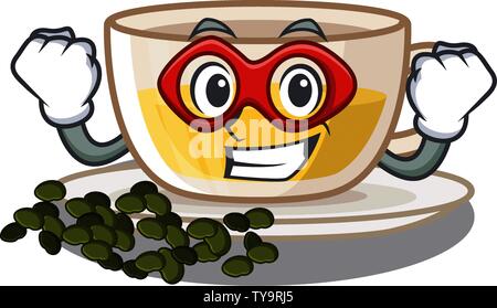 Super hero oolong tea isolated in the mascot Stock Vector