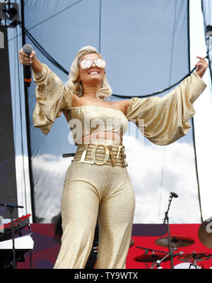 Bebe Rexha performs at the 2017 iHeartRadio Daytime Village on Saturday