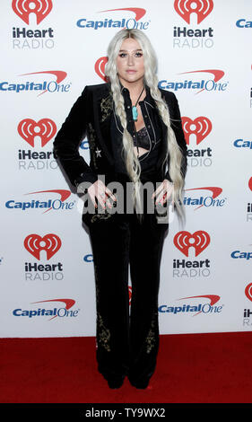 Pop singer Kesha attend the iHeartRadio Music Festival at T-Mobile Arena in Las Vegas, Nevada on September 23, 2017.  Photo by James Atoa/UPI Stock Photo