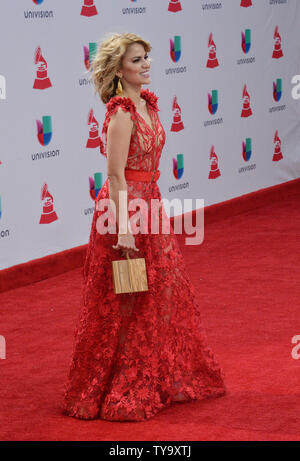 Singer Adriana Lucia arrives on the red carpet for the 18th annual Latin Grammy Awards at the MGM Garden Arena in Las Vegas, Nevada on November 16, 2017.  Photo by Jim Ruymen/UPI Stock Photo