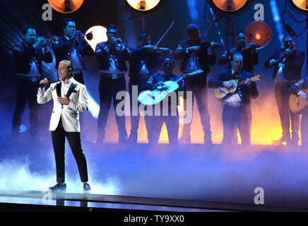 Singer Alejandro Fernandez performs onstage during the Latin Grammy Awards at the MGM Garden Arena in Las Vegas, Nevada on November 16, 2017.   Photo by Jim Ruymen/UPI Stock Photo