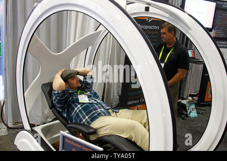 Som regel stum Fjerde A Magnesphere chair, which uses Magnetic Resonance therapy, being tested by  an attendee during the 2018 International CES, at the Sands Expo center in  Las Vegas, Nevada, January 10, 2018. Photo by James Atoa/UPI Stock Photo -  Alamy