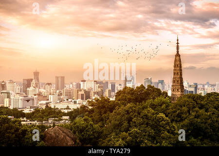 panorama view of skyscrapers in a modern city Stock Photo