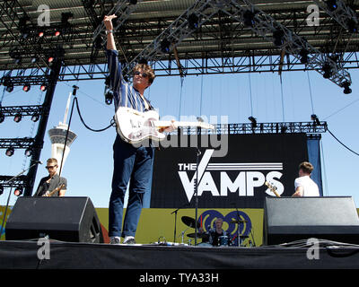 The Vamps perform on stage for the iHeartRadio Music Festival Daytime Village concerts at the Las Vegas Festival Grounds in Las Vegas, Nevada on September 22, 2018.  Photo by James Atoa/UPI Stock Photo