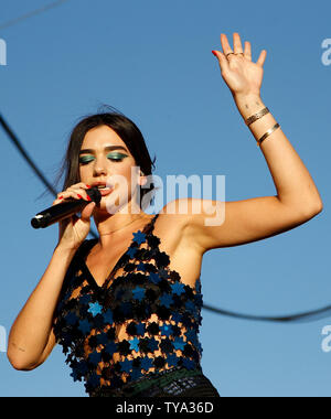 Dua Lipa performs during  the iHeartRadio Music Festival Daytime Village concerts at the Las Vegas Festival Grounds in Las Vegas, Nevada on September 22, 2018.  Photo by James Atoa/UPI Stock Photo