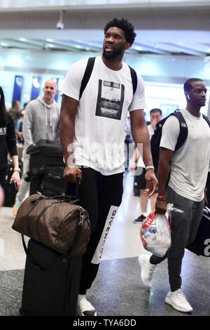 Nba Star Joel Embiid Of Philadelphia 76ers Arrives At The Beijing 