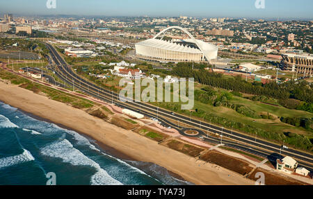 Drone Aerial View Of Moses Mabhida Stadium And City Of Durban. Kwazulu ...