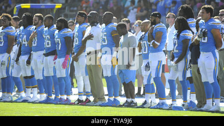 Denver Broncos vs. Los Angeles Chargers. Fans support on NFL Game.  Silhouette of supporters, big screen with two rivals in background Stock  Photo - Alamy