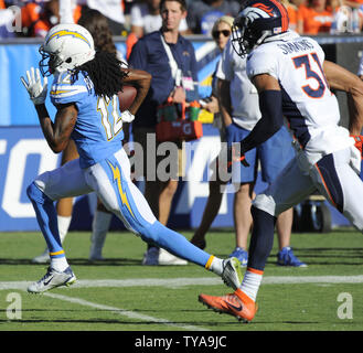 Los Angeles Chargers Travis Benjamin runs in for a touchdown against the  Denver Broncos in the second half at the StubHub Center in Carson,  California on October 22, 2017. The Chargers won 21 to 0. Photo by Lori  Shepler/UPI Stock Photo - Alamy