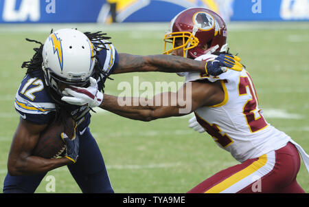 Los Angeles Chargers Travis Benjamin runs in for a touchdown against the Denver  Broncos in the second half at the StubHub Center in Carson, California on  October 22, 2017. The Chargers won