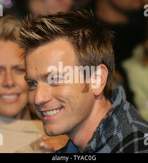 British actor Ewan Mcgregor arrives at the premiere of 'Robots' in London on March 14 2005.(UPI Photo/Hugo Philpott) Stock Photo