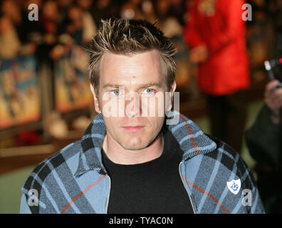 British actor Ewan Mcgregor arrives at the premiere of 'Robots' in London on March 14 2005.(UPI Photo/Hugo Philpott) Stock Photo