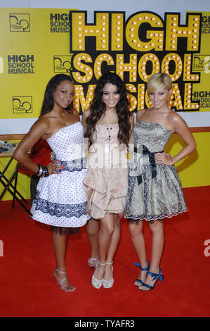 American actresses/singers Monique Coleman, Vanessa Anne Hudgens and Ashley Tisdale attend the premiere of 'High School Musical' at Empire, Leicester Square in London on September 10, 2006. (UPI Photo/Rune Hellestad) Stock Photo