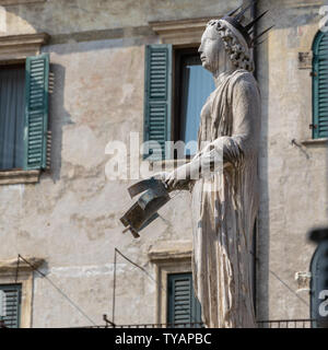 The roman statue called Madonna Verona in Piazza delle Erbe, Verona, Italy Stock Photo