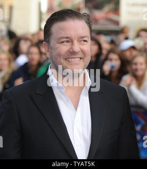 British actor/comedian Ricky Gervais attends the World premiere of 'Night at the museum 2' at Empire, Leicester Square in London on May 12, 2009.  (UPI Photo/Rune Hellestad) Stock Photo