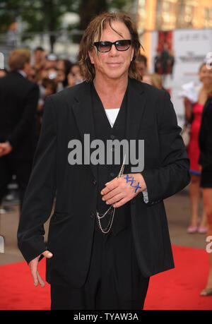 American actor Mickey Rourke attends the premiere of 'Inglorious Basterds' at Odeon, Leicester Square in London on July 23, 2009.  (UPI Photo/Rune Hellestad) Stock Photo