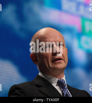 Shadow Foreign Secretary William Hague delivers his keynote speech to party delegates at the 2009 Conservative Party Conference in Manchester in Manchester on October 8, 2009.     UPI/Hugo Philpott Stock Photo