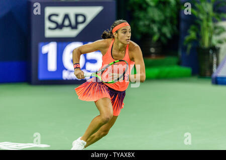 Caroline Garcia, a famous French women's tennis player. Stock Photo