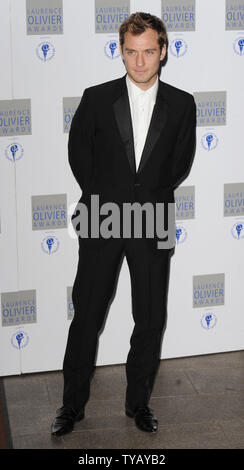 British actor Jude Law attends 'The Laurence Olivier Awards' at Grosvenor Hotel in London on March 21, 2010.     UPI/Rune Hellestad Stock Photo