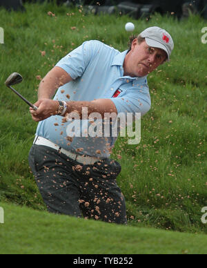 Team USA's Phil Mickelson plays out of the bunker on the 7th hole on the first day of the 2010 Ryder Cup at Celtic Manor resort in Newport, Wales on October 01 2010.    UPI/Hugo Philpott Stock Photo