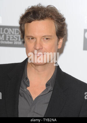 British actor Colin Firth attends a photo call for King's Speech' at Vue, Leicester Square in London on October 21, 2010.     UPI/Rune Hellestad Stock Photo