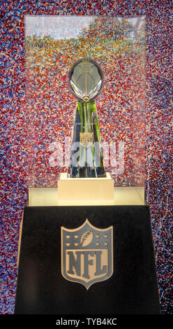 Vince Lombardi Trophy is on display for fans during the Super Bowl XLVIII  celebration at CenturyLink Field on February 5, 2014 in Seattle. UPI/Jim  Bryant Stock Photo - Alamy