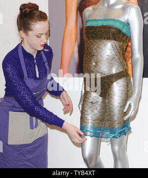 "Passion For Fashion Auction" photo call with the Charlotte Todd designed see  through dress Kate Middleton wore on the catwalk at St. Andrew's University  Charity Fahion Show in 2002 at La Galleria, Royal Arcade in London on March  16, 2011. UPI/Rune ...