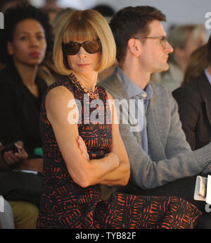 American editor Anna Wintour attends Nicole Farhi Spring/ Summer 2012 catwalk show at  Fashion Week in London on September 18, 2011.     UPI/Rune Hellestad Stock Photo